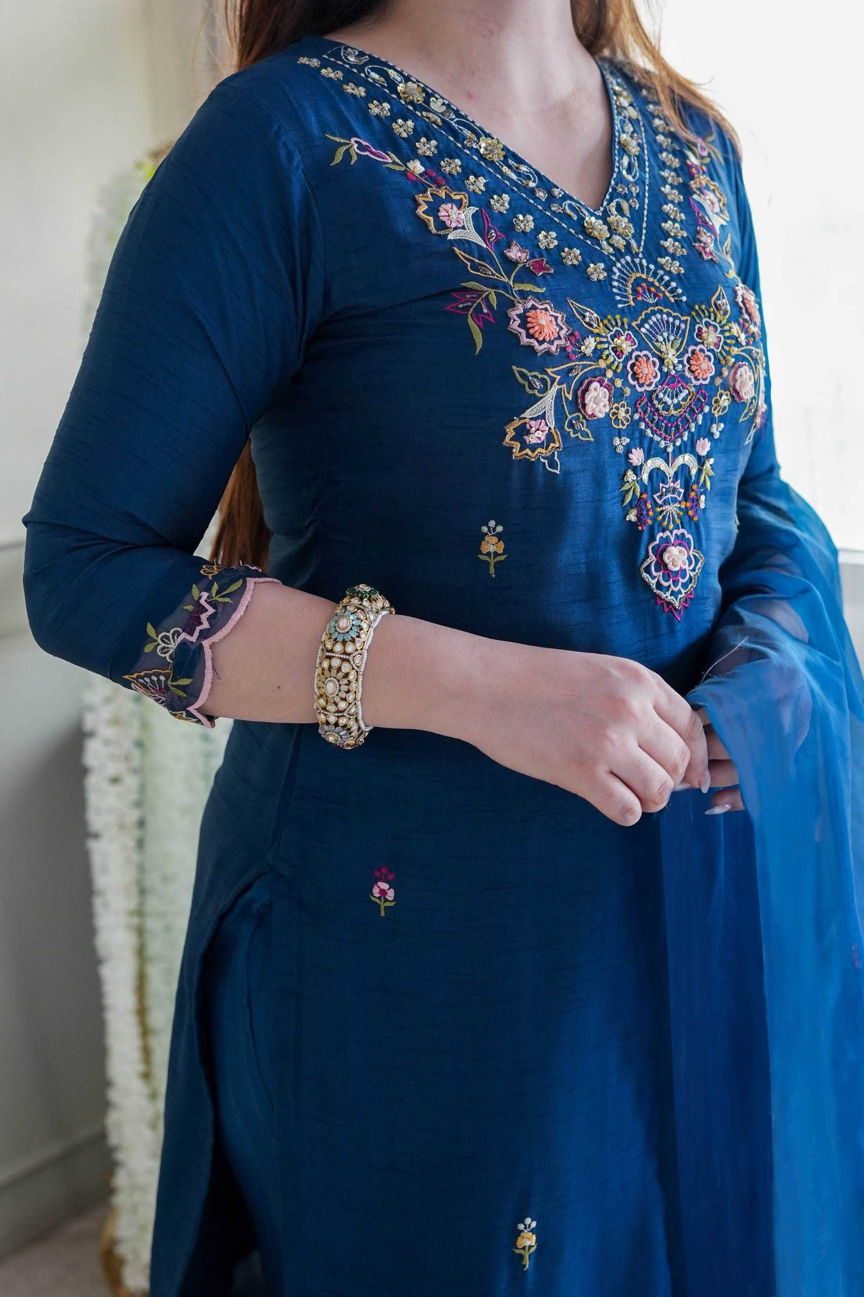 Vichitra Silk Embroidery Party wear suits